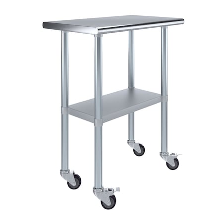 Amgood 18 in. x 30 in. Stainless Steel Table With Wheels AMG WT-1830-WHEELS